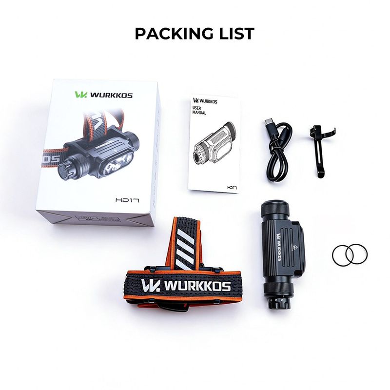 Hodelykt Wurkkos HD17 2500lumens, USB-C oppladbar 21700